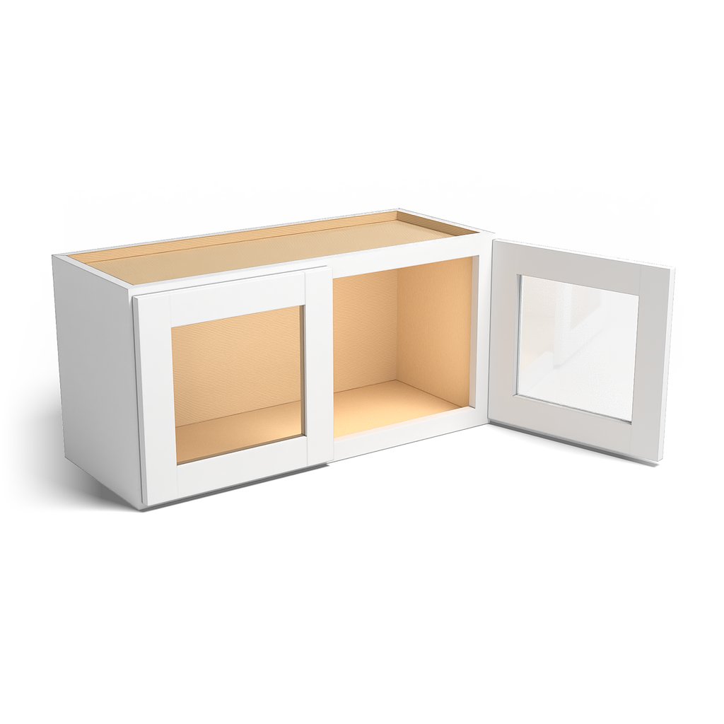 Special Order - 30" x 15" Wall Cabinet with Acrylic Mullion Doors Arcadia White Shaker - W3015GMD