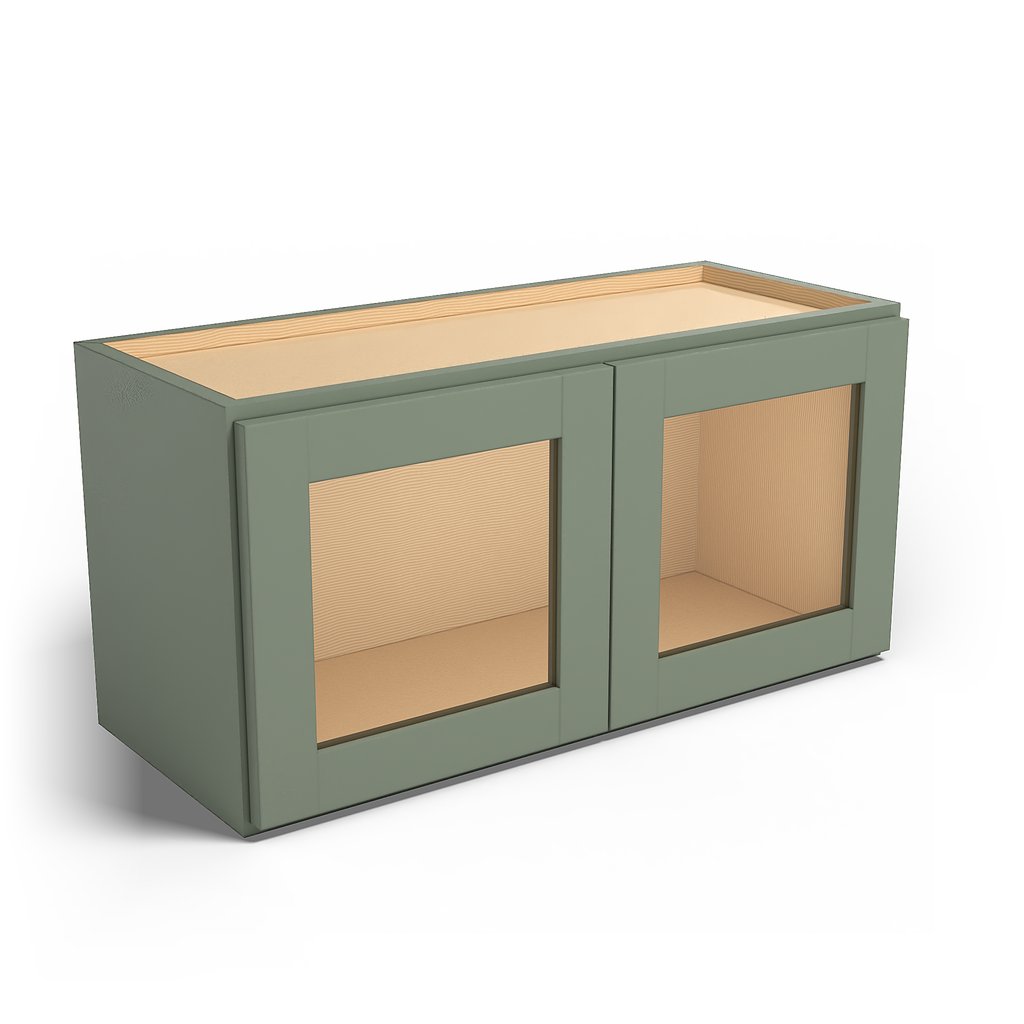 Special Order - 30" x 15" Wall Cabinet with Acrylic Mullion Doors Forest Green - W3015GMD Forest Green GHI Special Order SPFRG Upper Wall Cabinets Wall Cabinets