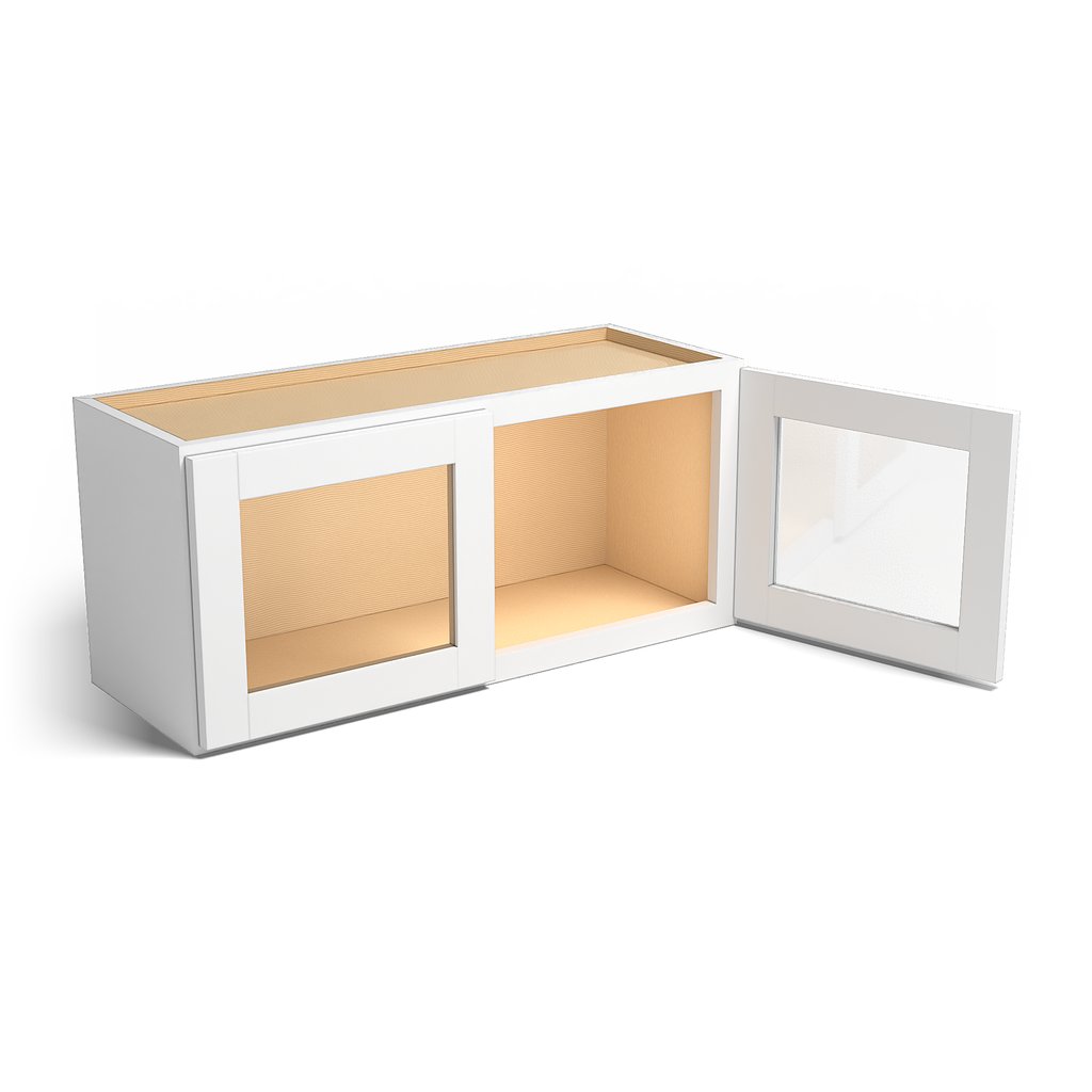 Special Order - 33" x 15" Wall Cabinet with Acrylic Mullion Doors Arcadia White Shaker - W3315GMD