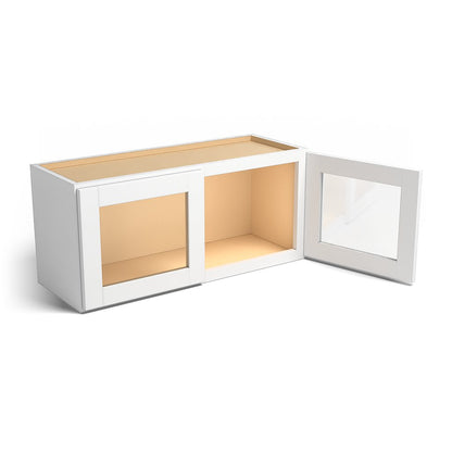 Special Order - 33" x 15" Wall Cabinet with Acrylic Mullion Doors Arcadia White Shaker - W3315GMD
