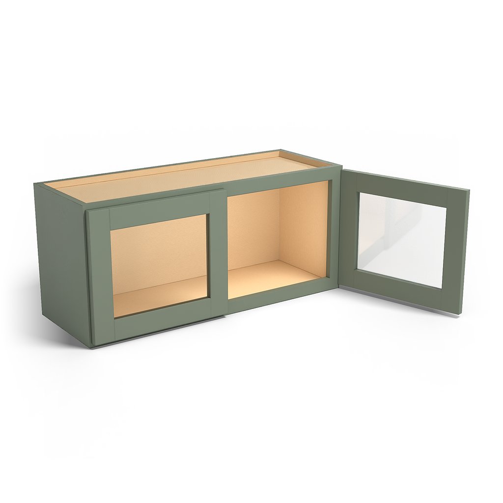 Special Order - 33" x 15" Wall Cabinet with Acrylic Mullion Doors Forest Green - W3315GMD Forest Green GHI Special Order SPFRG Upper Wall Cabinets Wall Cabinets
