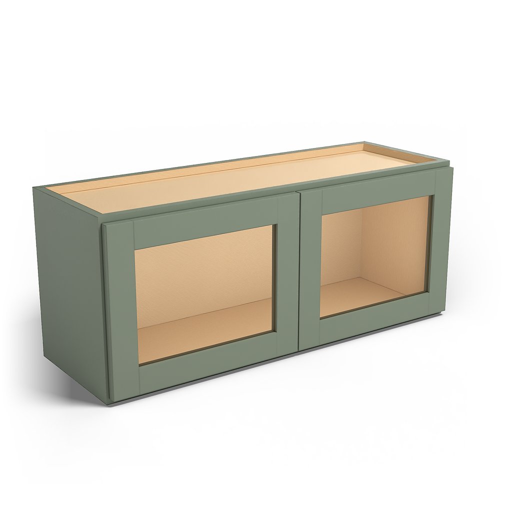 Special Order - 36" x 15" Wall Cabinet with Acrylic Mullion Doors Forest Green - W3615GMD Forest Green GHI Special Order SPFRG Upper Wall Cabinets Wall Cabinets