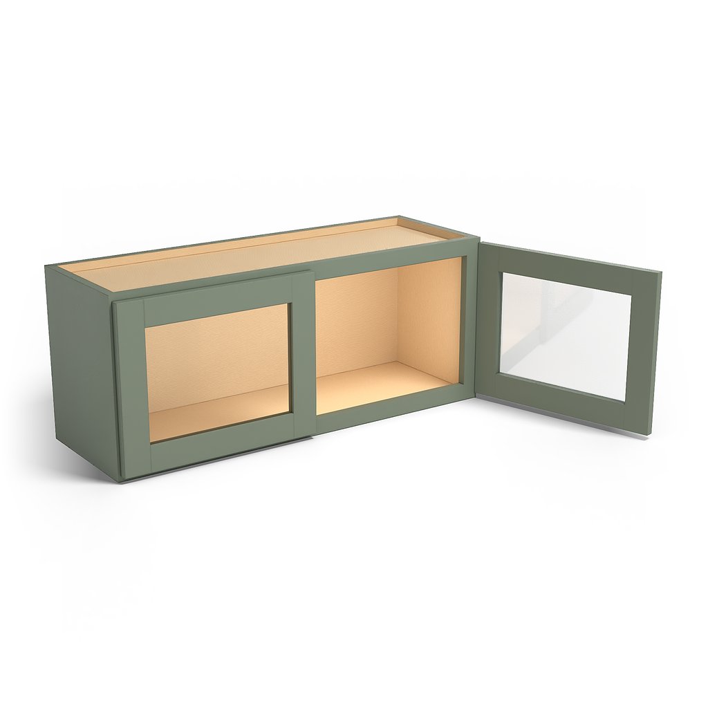 Special Order - 36" x 15" Wall Cabinet with Acrylic Mullion Doors Forest Green - W3615GMD Forest Green GHI Special Order SPFRG Upper Wall Cabinets Wall Cabinets
