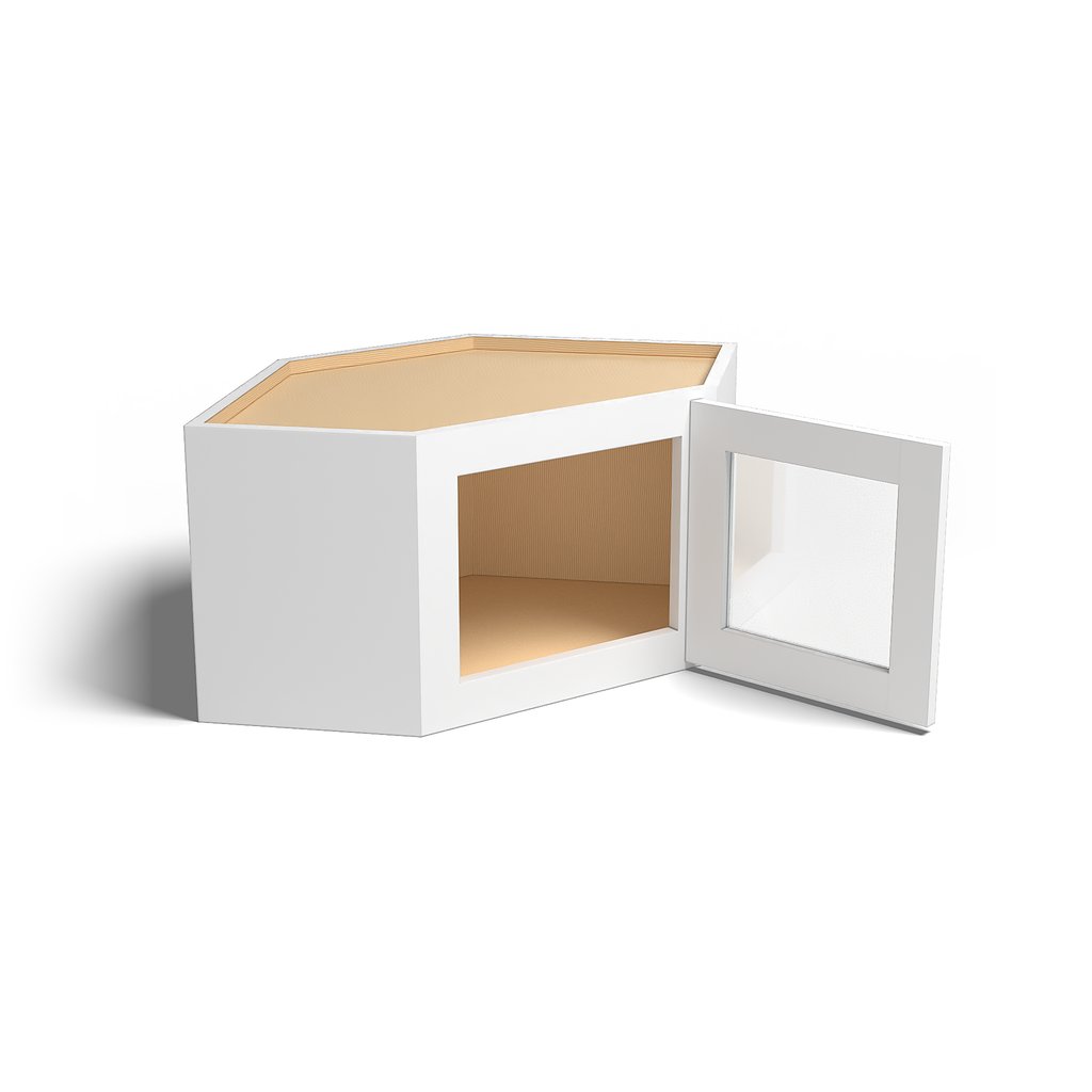 Special Order - 24" x 15" Wall Diagonal Corner with Acrylic Mullion Door Arcadia White Shaker - WDC2415GMD