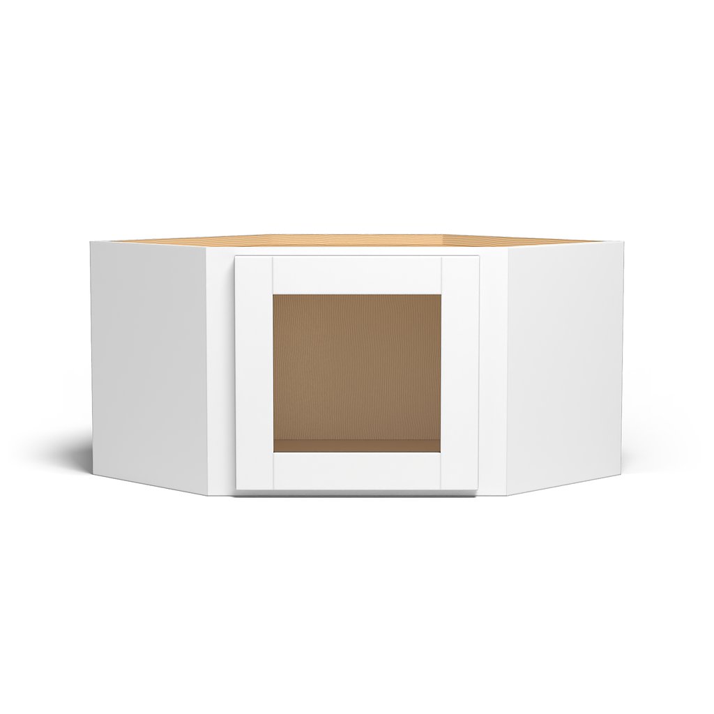 Special Order - 24" x 15" Wall Diagonal Corner with Acrylic Mullion Door Arcadia White Shaker - WDC2415GMD