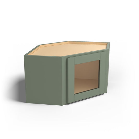 Special Order - 24" x 15" Wall Diagonal Corner Cabinet with Acrylic Mullion Door Forest Green - WDC2415GMD Corner Wall Cabinets Forest Green GHI published-all-channels Special Order SPFRG Wall Cabinets