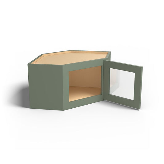 Special Order - 24" x 15" Wall Diagonal Corner Cabinet with Acrylic Mullion Door Forest Green - WDC2415GMD Corner Wall Cabinets Forest Green GHI published-all-channels Special Order SPFRG Wall Cabinets