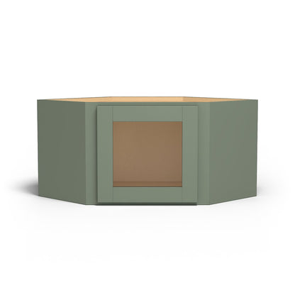 Special Order - 24" x 15" Wall Diagonal Corner Cabinet with Acrylic Mullion Door Forest Green - WDC2415GMD Corner Wall Cabinets Forest Green GHI Special Order SPFRG Wall Cabinets