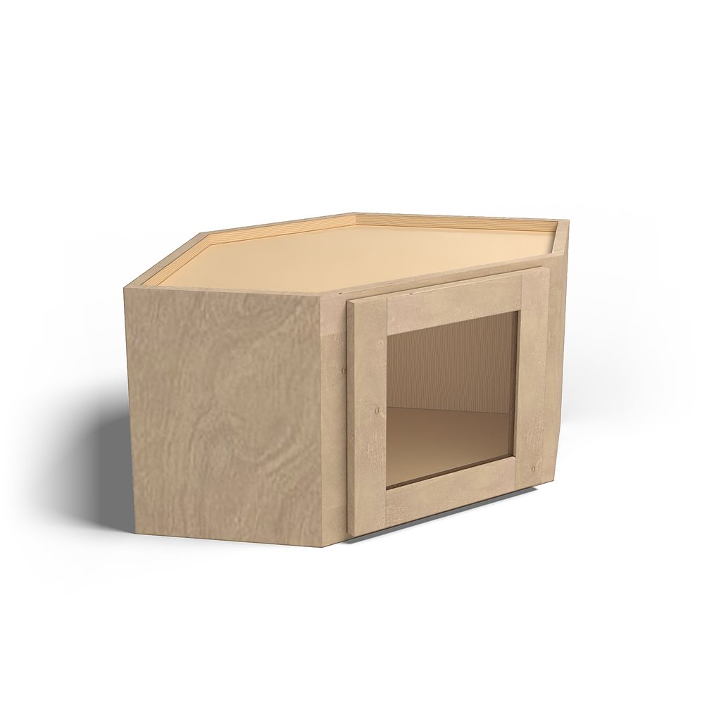 Special Order - 24" x 15" Wall Diagonal Corner Cabinet with Acrylic Mullion Door Sonona Wheat - WDC2415GMD Corner Wall Cabinets GHI Sonona Wheat Special Order SPSNW Wall Cabinets