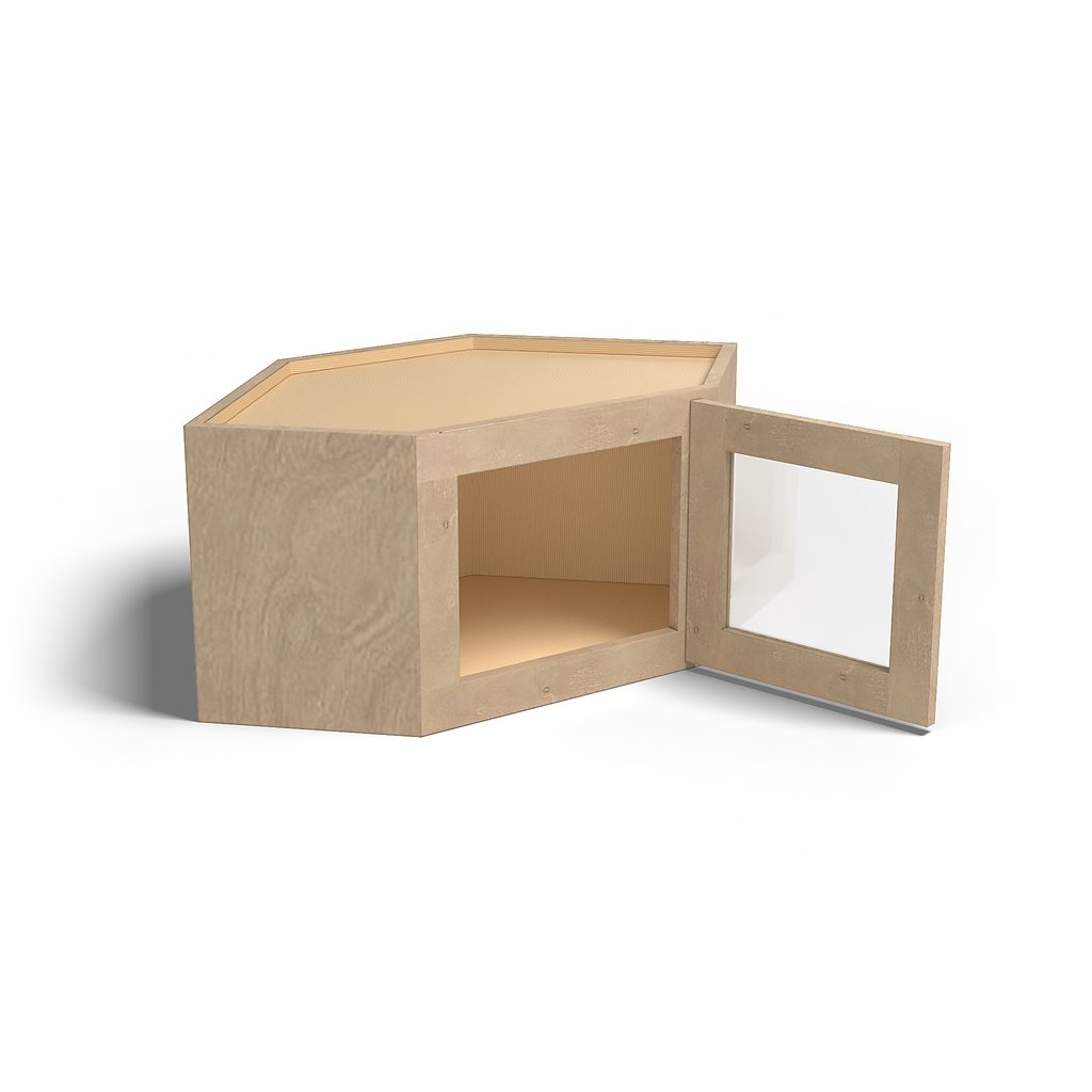 Special Order - 24" x 15" Wall Diagonal Corner Cabinet with Acrylic Mullion Door Sonona Wheat - WDC2415GMD Corner Wall Cabinets GHI Sonona Wheat Special Order SPSNW Wall Cabinets