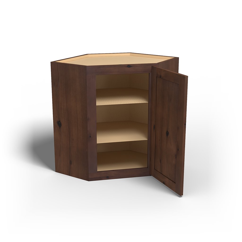 Special Order - 24" x 30" Wall Diagonal Corner Cabinet Rustic Walnut - WDC2430 30" Wall Cabinets Corner Wall Cabinets GHI Rustic Walnut Special Order SPRWS Wall Cabinets