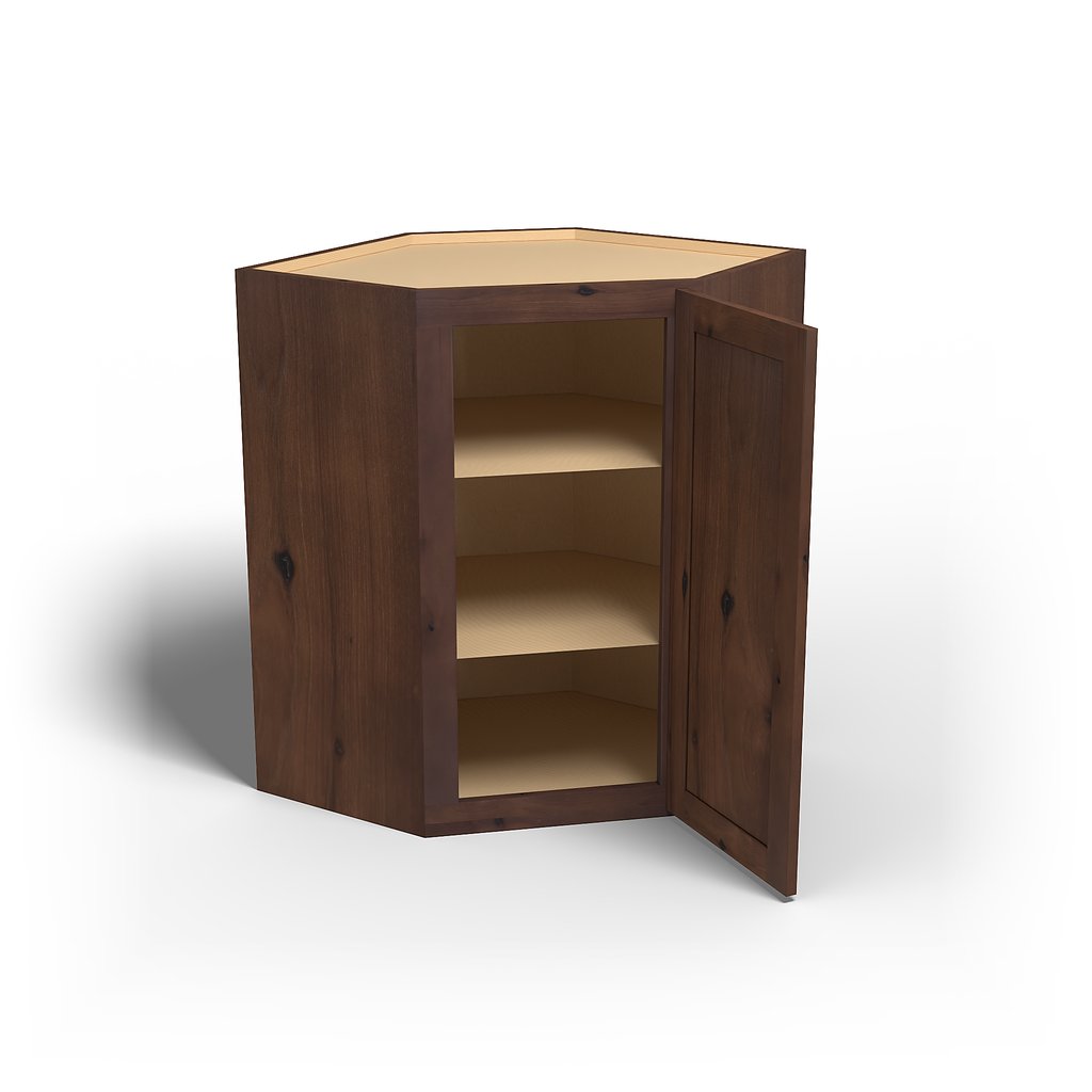 Special Order - 27" x 36" Wall Diagonal Corner Cabinet Rustic Walnut - WDC2736 36" Wall Cabinets Corner Wall Cabinets GHI Rustic Walnut Special Order SPRWS Wall Cabinets