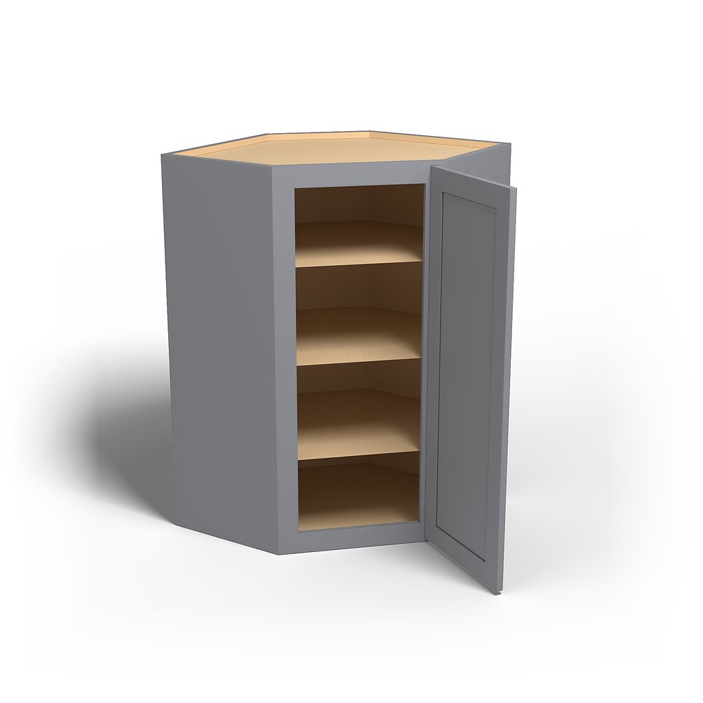 Special Order - 27" x 42" Wall Diagonal Corner Cabinet Pacific Gray - WDC2742 42" Wall Cabinets Corner Wall Cabinets GHI Pacific Gray Special Order SPPGS Wall Cabinets
