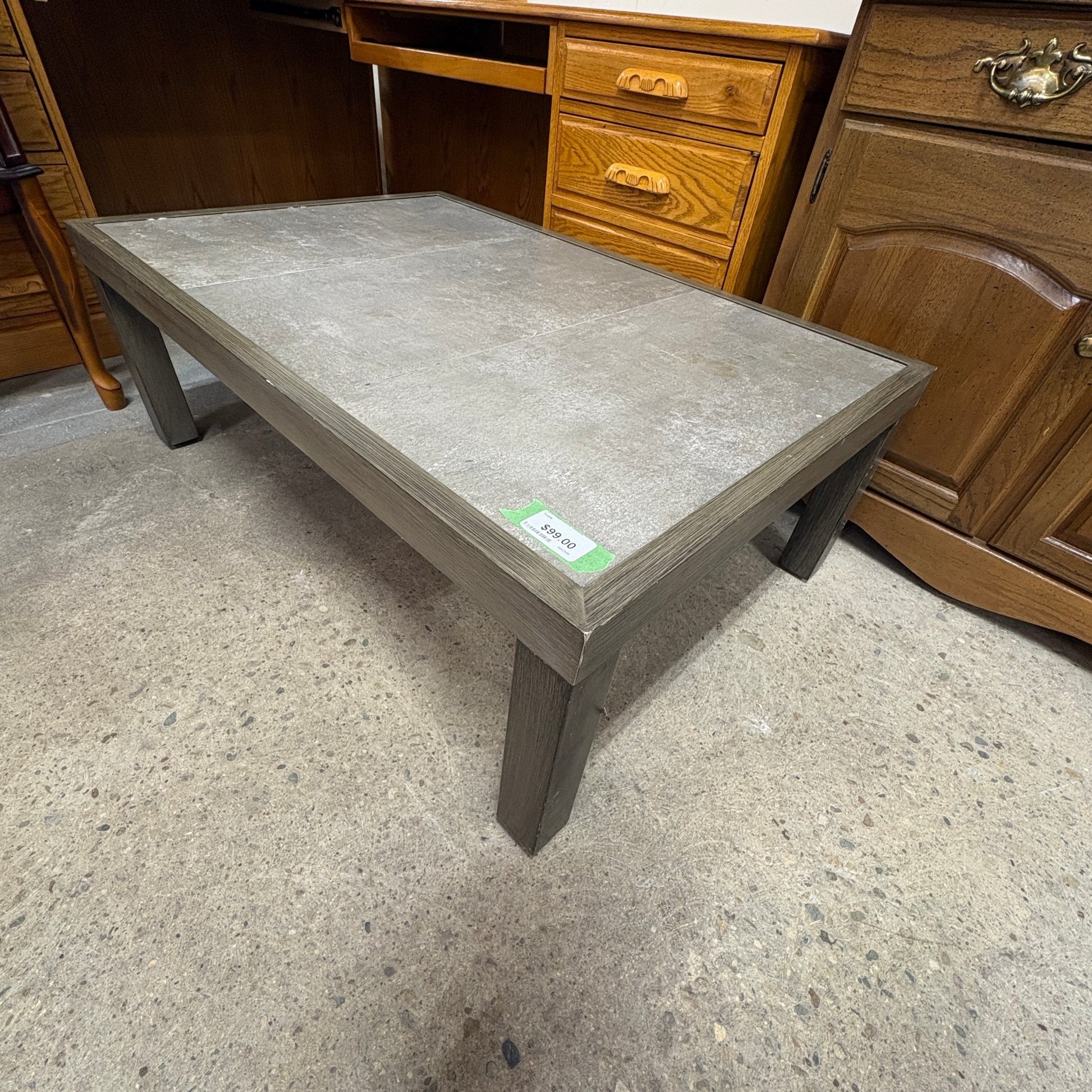 Gray Tile Top Coffee Table