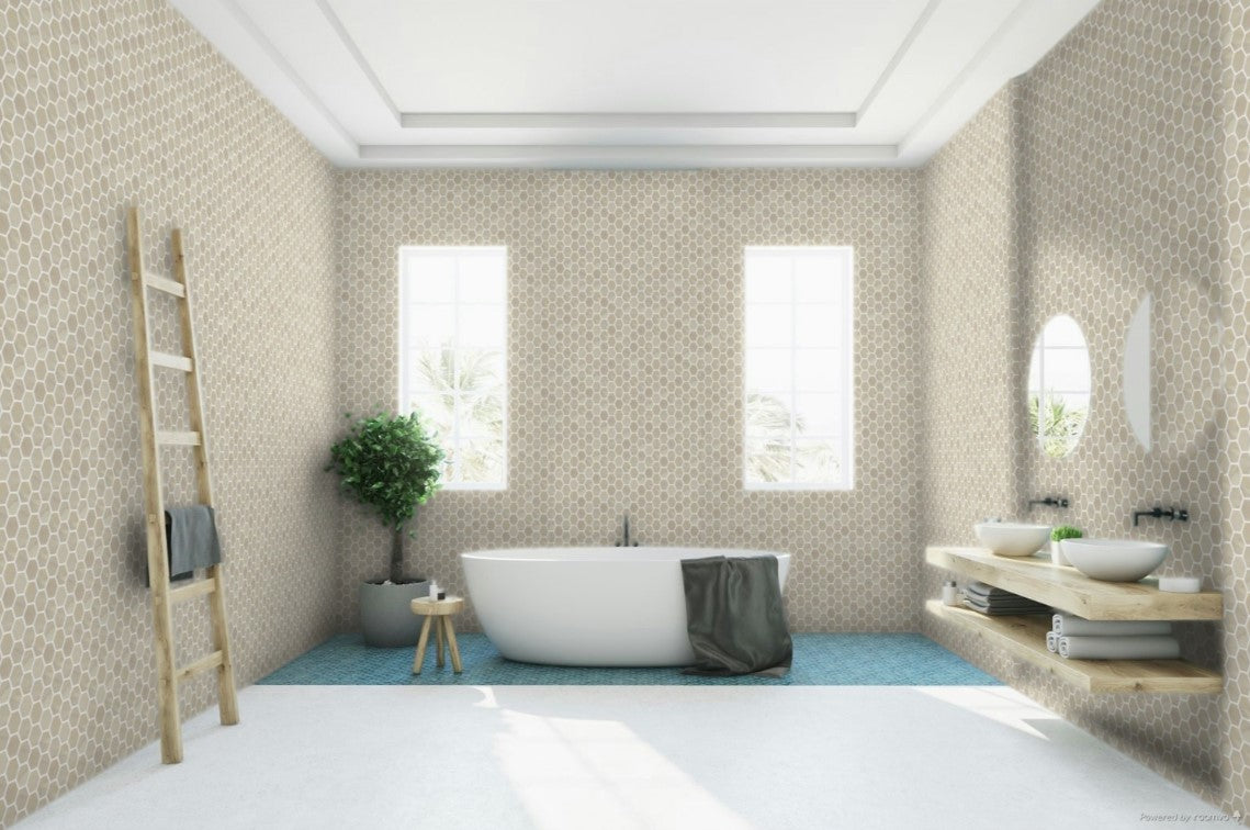 Bardiglio Crema Hex 12x14 Mosa