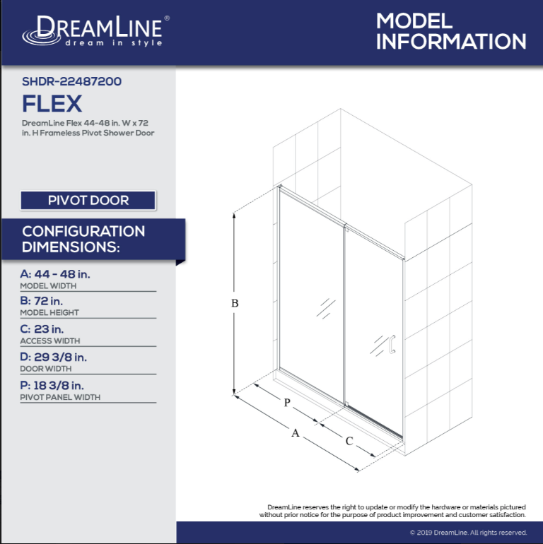 Dreamline Pivot Shower Door