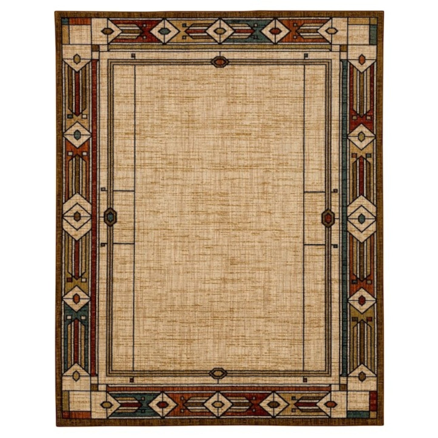 GDM Habitat for Humanity ReStore Allen+Roth Looking Glass 8x10 rug with geometric southwestern border pattern