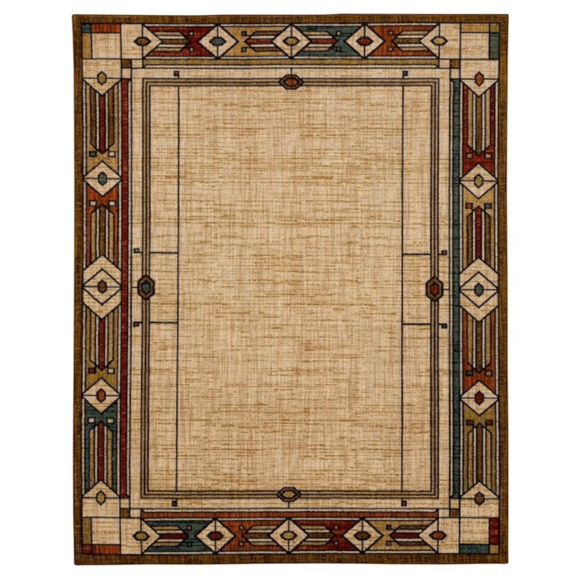 GDM Habitat for Humanity ReStore Allen+Roth Looking Glass 8x10 rug with geometric southwestern border pattern