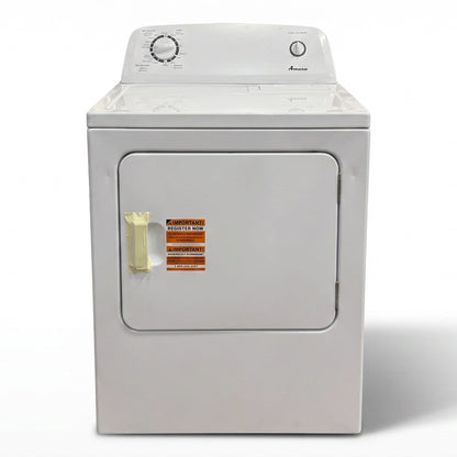 GDM Habitat for Humanity ReStore white Amana electric dryer with top-mounted control dial and front-loading door
