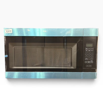 GDM Habitat for Humanity ReStore Amana over-the-range microwave with a sleek black finish and stainless steel trim.