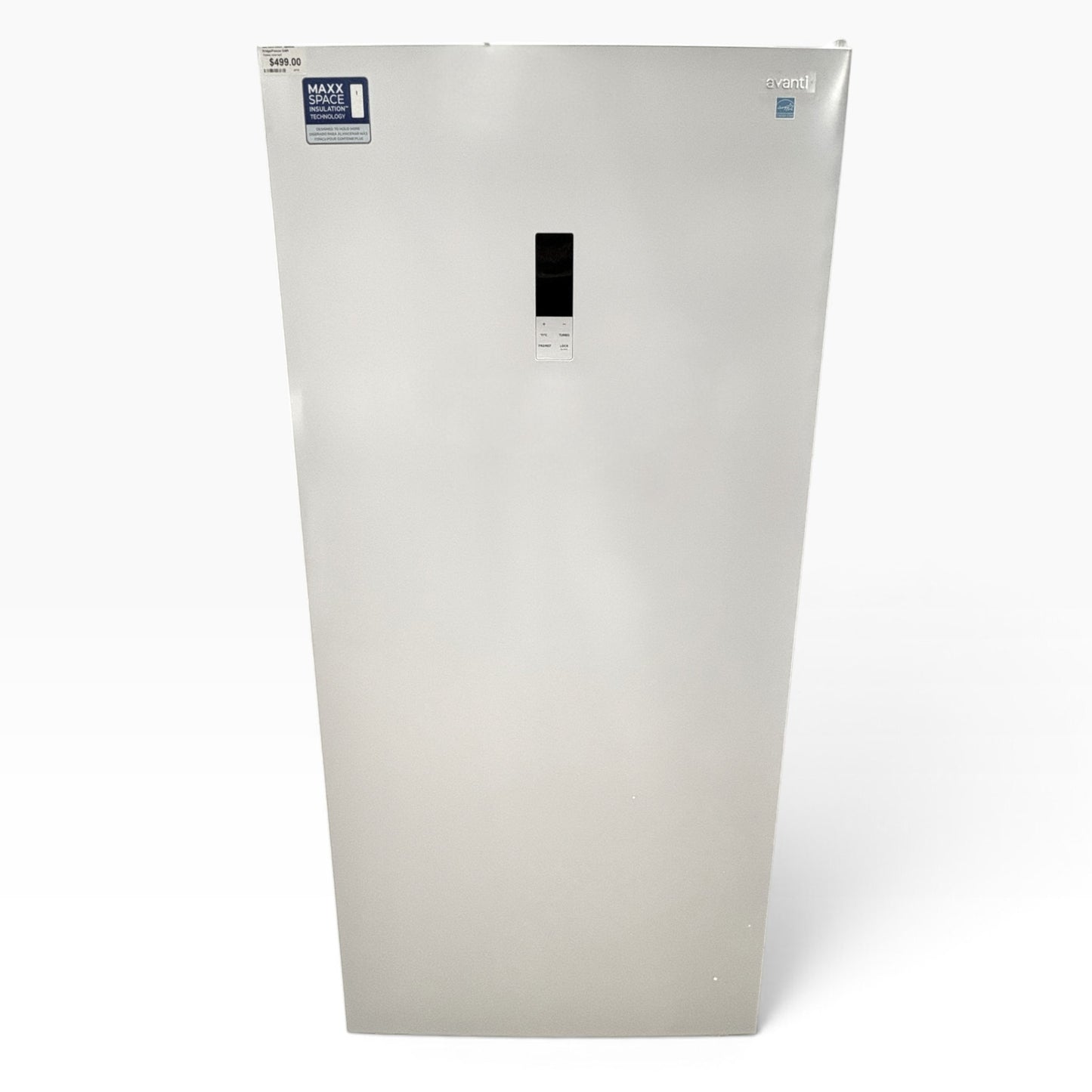 GDM Habitat for Humanity ReStore Avanti upright freezer in stainless steel with digital touch control panel