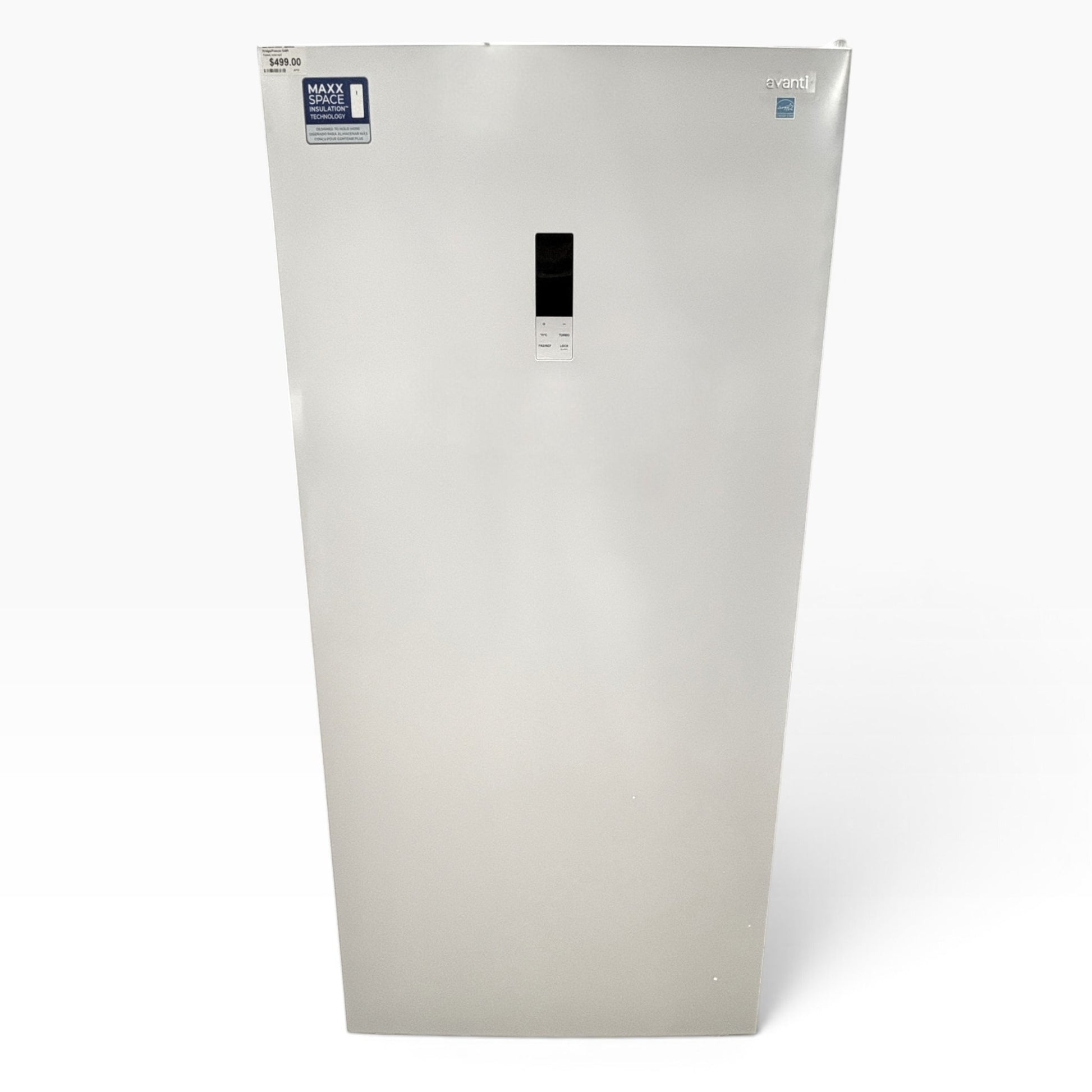 GDM Habitat for Humanity ReStore Avanti upright freezer in stainless steel with digital touch control panel
