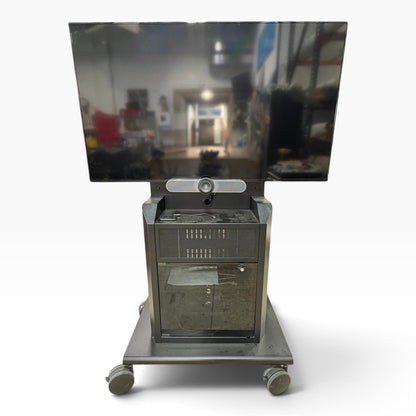 GDM Habitat for Humanity ReStore Avteq RPS-800S mobile AV workstation with a flat-panel display and locking cabinet.