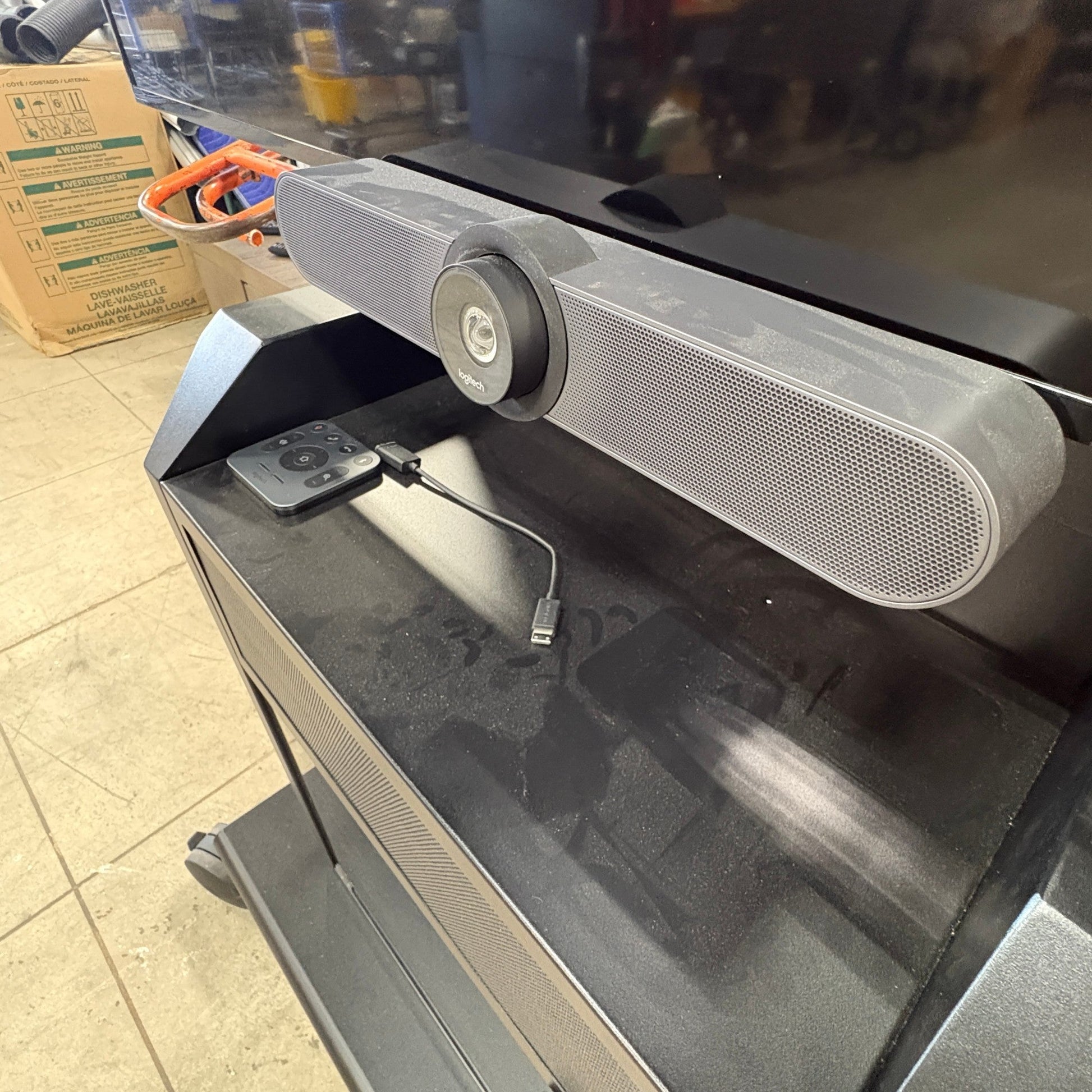 GDM Habitat for Humanity ReStore Avteq RPS-800S workstation featuring a mounted Logitech video conferencing camera bar.
