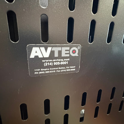 GDM Habitat for Humanity ReStore Avteq RPS-800S workstation black steel panel with ventilation slots and logo label