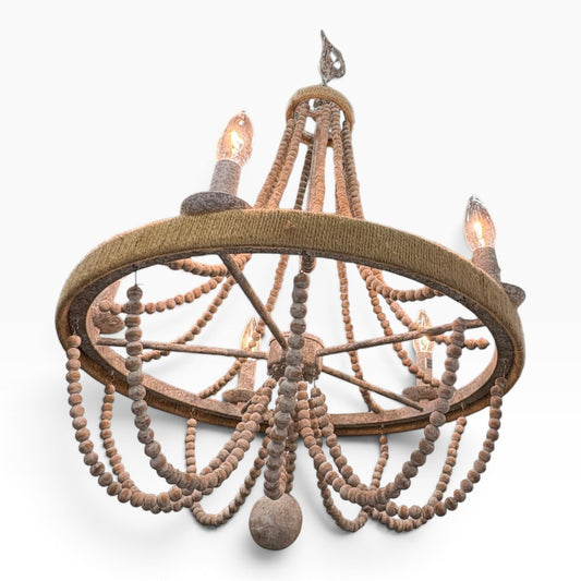 Decorative Beaded Round Hanging Chandelier Light Fixture