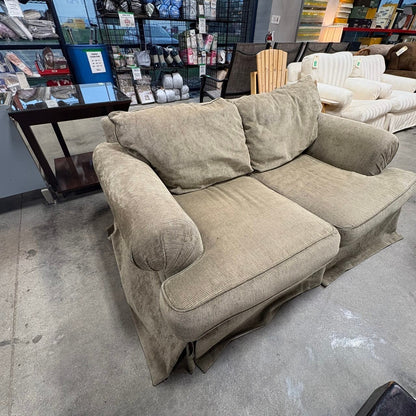 Beige Chenille Skirt Loveseat FALSE