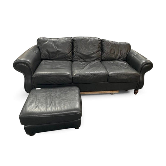 Black Leather Sofa & Ottoman FALSE