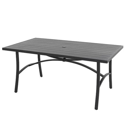 GDM Habitat for Humanity ReStore NUU Garden rectangular black metal patio dining table with umbrella hole