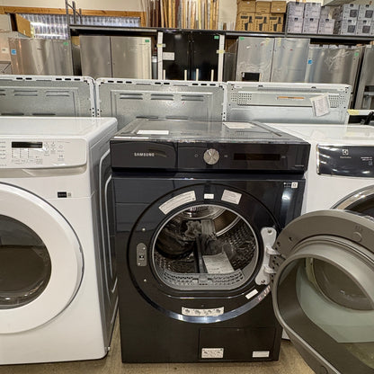 GDM Habitat for Humanity ReStore black Samsung front load dryer with open door in a retail appliance showroom