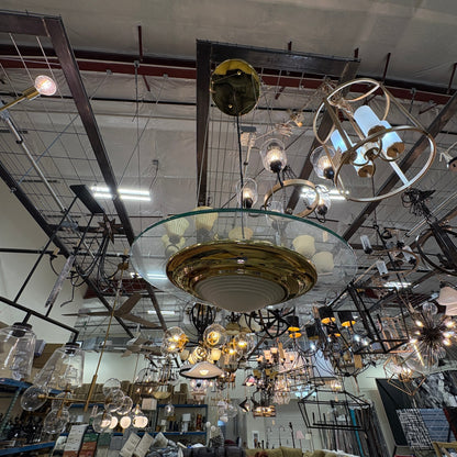 Modern Circular Glass And Metal Hanging Pendant Light Fixture FALSE