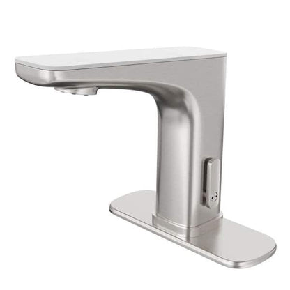 GDM Habitat for Humanity ReStore brushed nickel basin faucet with a modern flat spout design