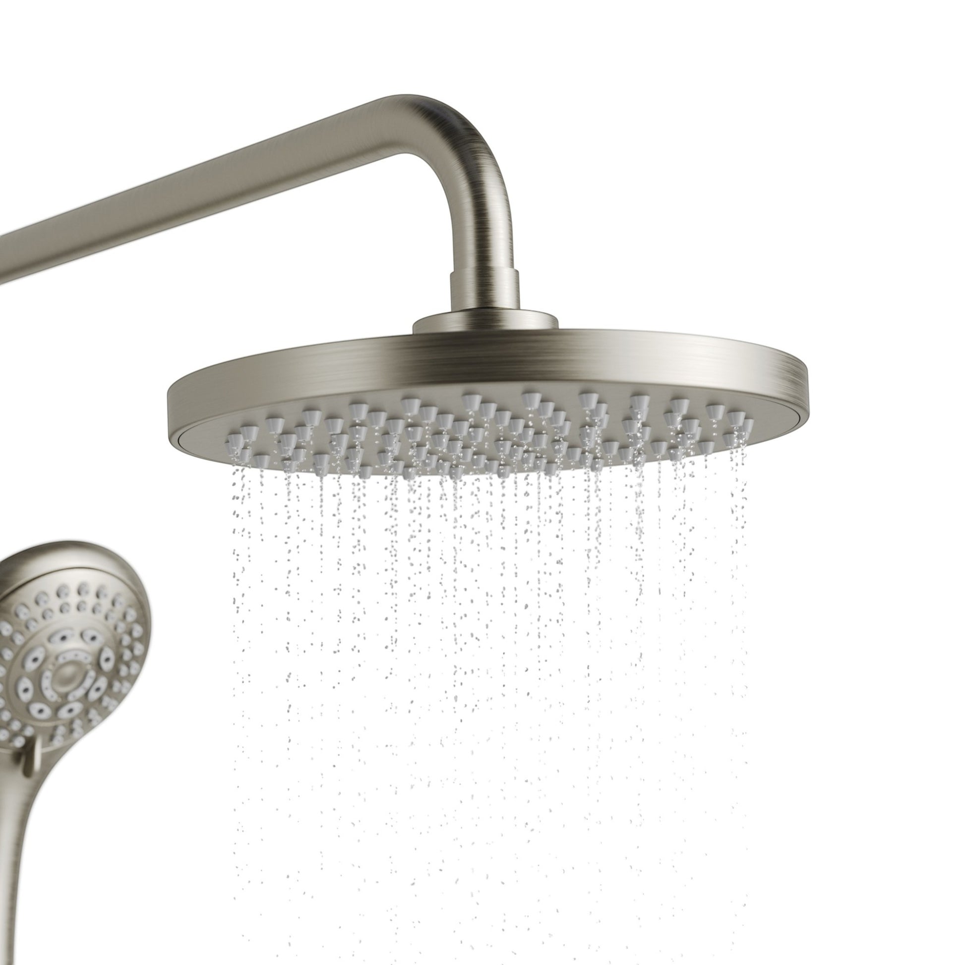 GDM Habitat for Humanity ReStore Pulse Lanikai shower system with brushed nickel finish and dual shower heads