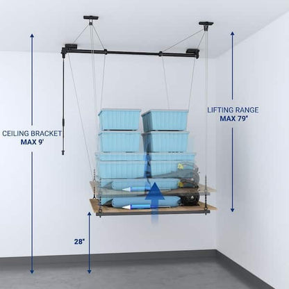 GDM Habitat for Humanity ReStore Fleximounts ceiling lift system with storage platform and adjustable lifting range