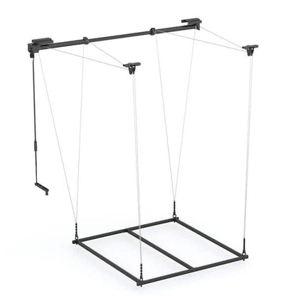 GDM Habitat for Humanity ReStore Fleximounts ceiling lift storage rack with black metal frame and cable pulley system