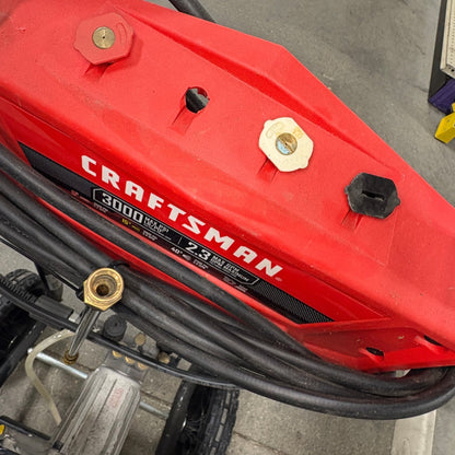GDM Habitat for Humanity ReStore Craftsman 3000 PSI gas pressure washer with onboard nozzle storage and red frame