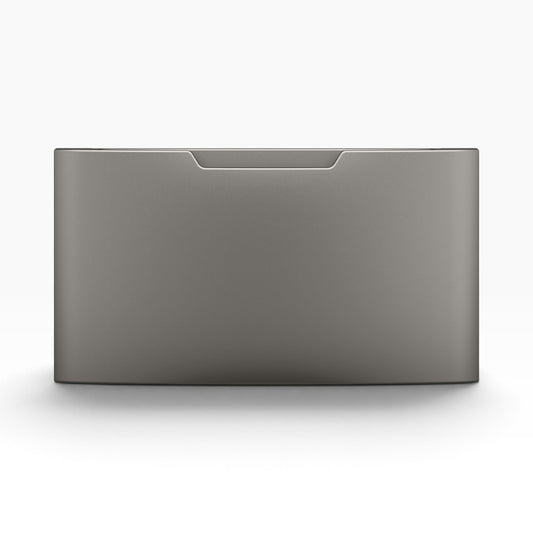 GDM Habitat for Humanity ReStore GE laundry pedestal in a sleek metallic grey finish with a front-loading drawer.