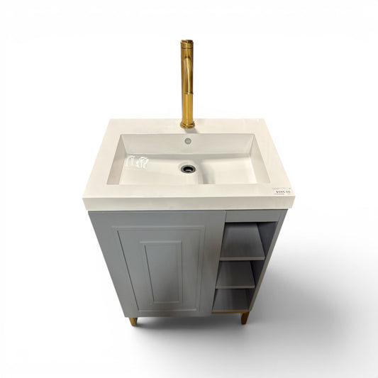Gray Vanity w/ Side Shelves TRUE