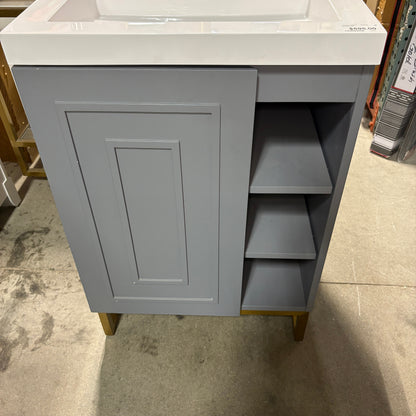 Gray Vanity w/ Side Shelves TRUE