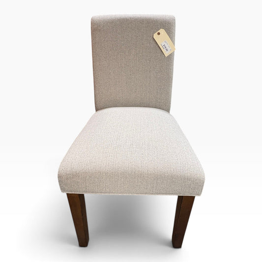 GDM Habitat for Humanity ReStore light grey upholstered armless accent chair with dark wooden legs