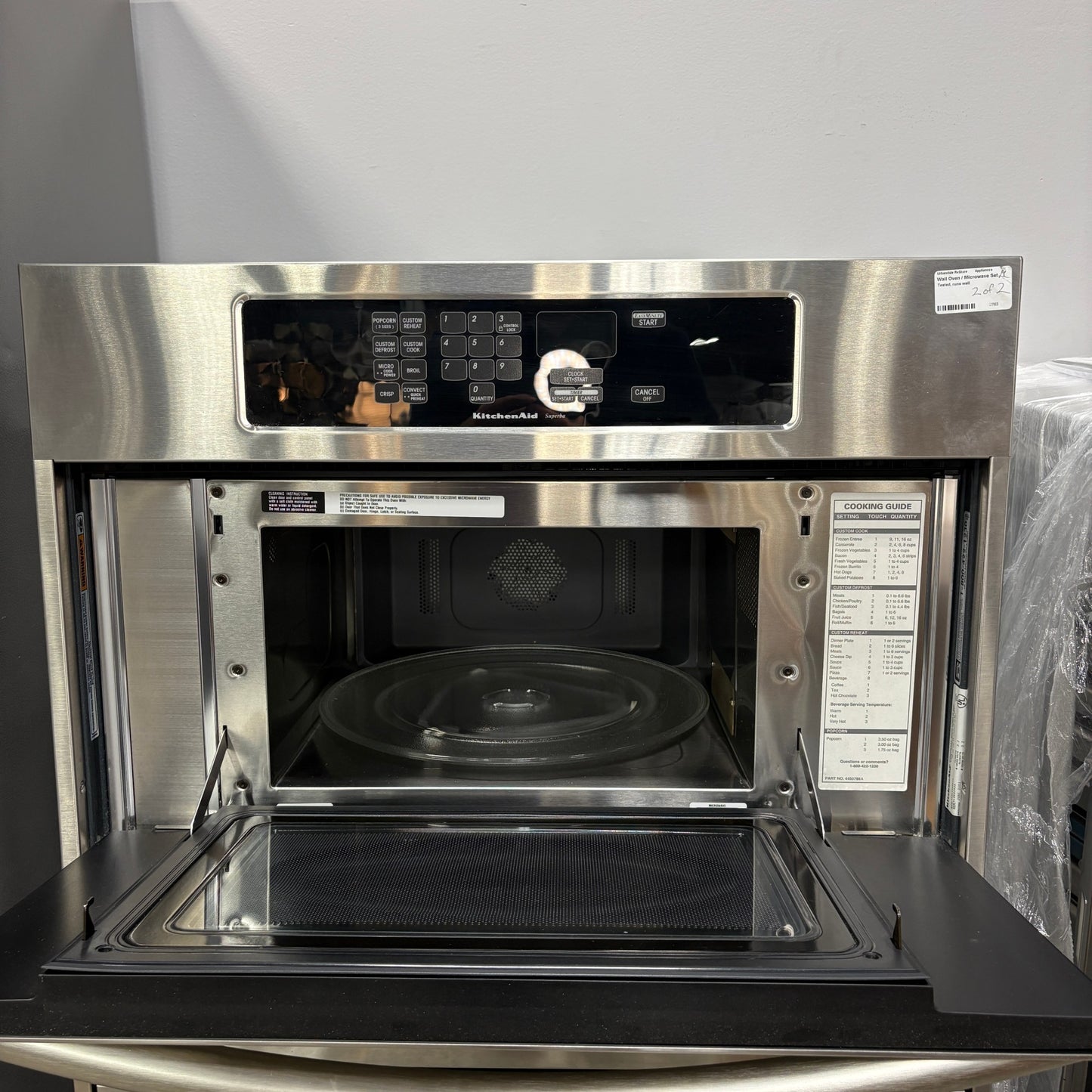 GDM Habitat for Humanity ReStore stainless steel KitchenAid built-in microwave oven combination unit with open door