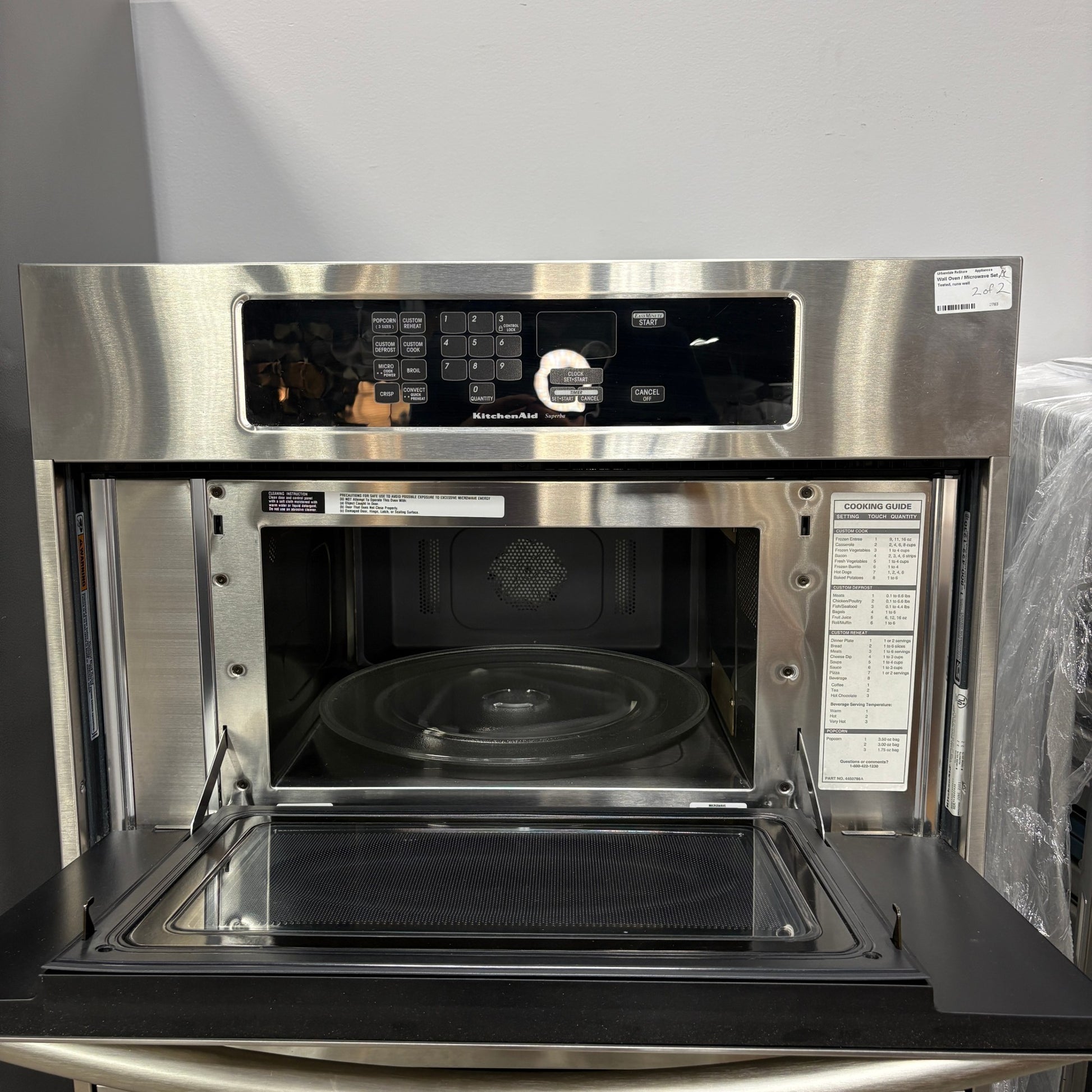 GDM Habitat for Humanity ReStore stainless steel KitchenAid built-in microwave oven combination unit with open door