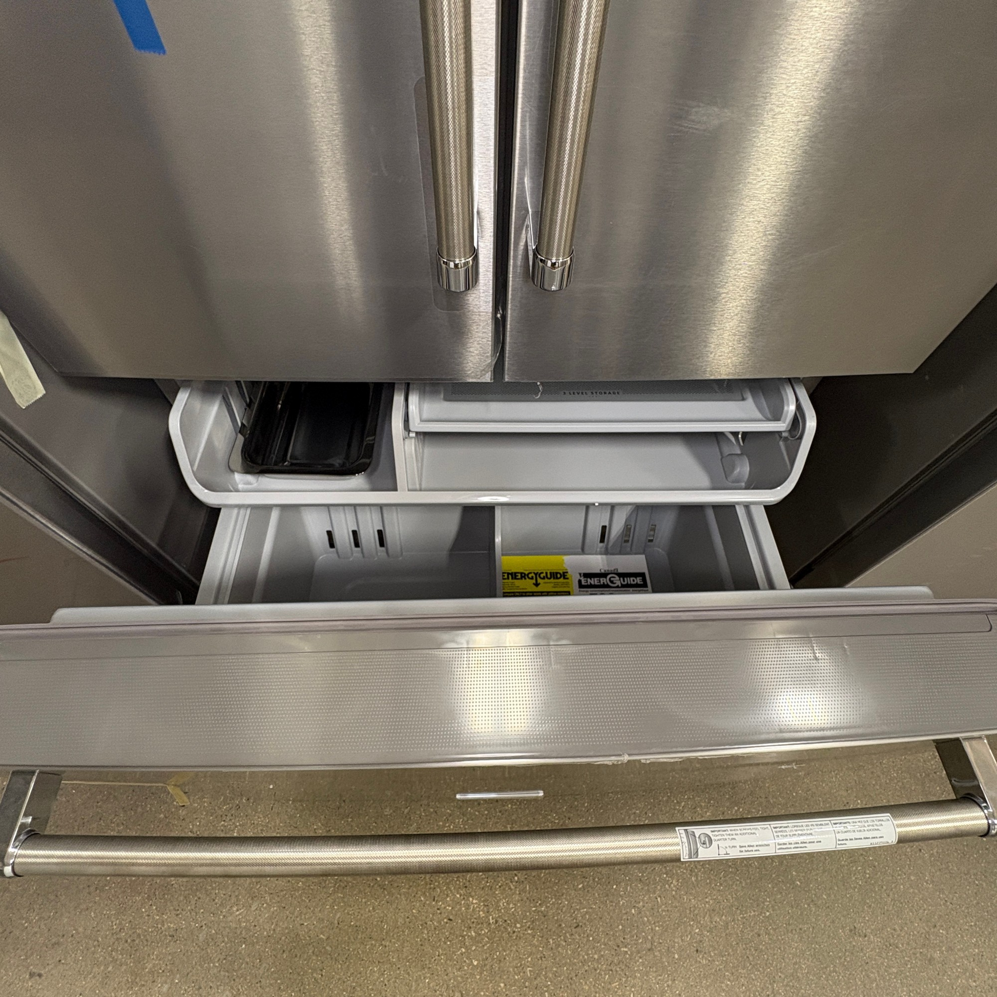 GDM Habitat for Humanity ReStore KitchenAid French door refrigerator featuring a stainless steel pull-out freezer drawer