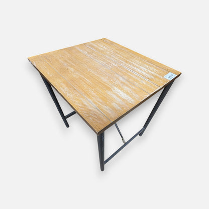 GDM Habitat for Humanity ReStore limed oak side table with a square wooden top and dark metal frame