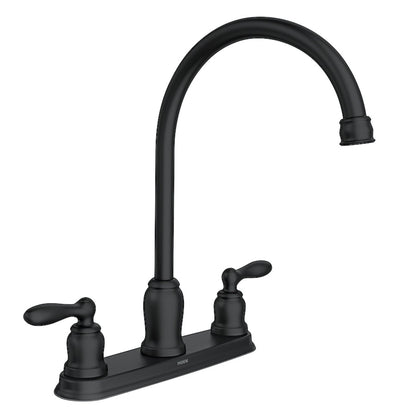 GDM Habitat for Humanity ReStore matte black Moen 2-handle kitchen faucet with high-arc spout