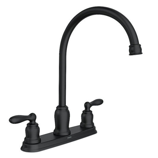 GDM Habitat for Humanity ReStore matte black Moen 2-handle kitchen faucet with high-arc spout